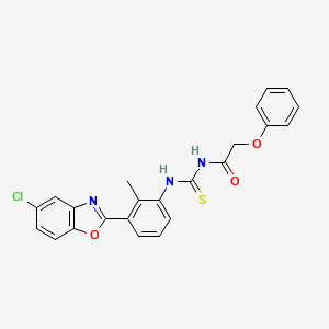 molecular formula C23H18ClN3O3S B3689013 N-{[3-(5-chloro-1,3-benzoxazol-2-yl)-2-methylphenyl]carbamothioyl}-2-phenoxyacetamide 