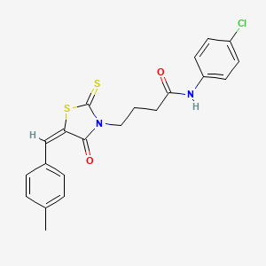 molecular formula C21H19ClN2O2S2 B3689128 N-(4-chlorophenyl)-4-[5-(4-methylbenzylidene)-4-oxo-2-thioxo-1,3-thiazolidin-3-yl]butanamide 