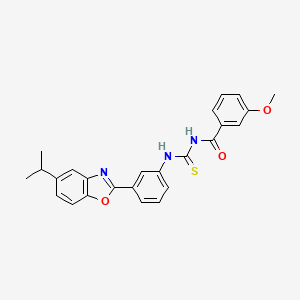 molecular formula C25H23N3O3S B3689175 N-({[3-(5-isopropyl-1,3-benzoxazol-2-yl)phenyl]amino}carbonothioyl)-3-methoxybenzamide 