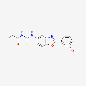 molecular formula C18H17N3O3S B3689181 N-({[2-(3-methoxyphenyl)-1,3-benzoxazol-5-yl]amino}carbonothioyl)propanamide 