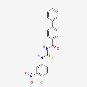 molecular formula C20H14ClN3O3S B3689276 N-[(4-chloro-3-nitrophenyl)carbamothioyl]biphenyl-4-carboxamide 