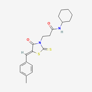 molecular formula C20H24N2O2S2 B3689343 N-cyclohexyl-3-[5-(4-methylbenzylidene)-4-oxo-2-thioxo-1,3-thiazolidin-3-yl]propanamide 