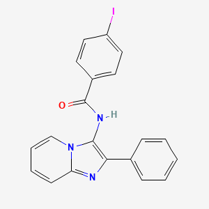 molecular formula C20H14IN3O B3689381 4-Iodo-N-{2-phenylimidazo[1,2-A]pyridin-3-YL}benzamide 