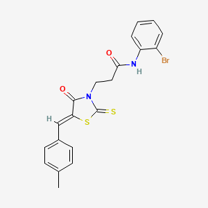 molecular formula C20H17BrN2O2S2 B3689384 N-(2-bromophenyl)-3-[5-(4-methylbenzylidene)-4-oxo-2-thioxo-1,3-thiazolidin-3-yl]propanamide 