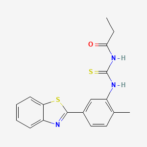 molecular formula C18H17N3OS2 B3689437 N-{[5-(1,3-benzothiazol-2-yl)-2-methylphenyl]carbamothioyl}propanamide 