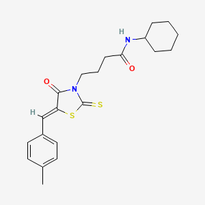 molecular formula C21H26N2O2S2 B3689547 N-cyclohexyl-4-[5-(4-methylbenzylidene)-4-oxo-2-thioxo-1,3-thiazolidin-3-yl]butanamide 