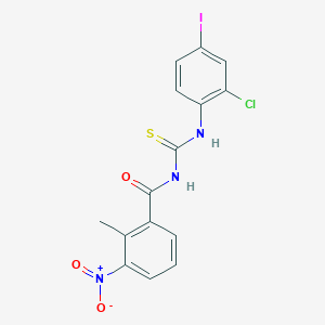 molecular formula C15H11ClIN3O3S B3689553 N-[(2-chloro-4-iodophenyl)carbamothioyl]-2-methyl-3-nitrobenzamide 