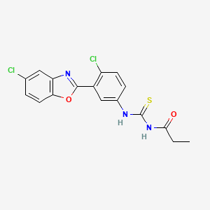 molecular formula C17H13Cl2N3O2S B3689572 N-({[4-chloro-3-(5-chloro-1,3-benzoxazol-2-yl)phenyl]amino}carbonothioyl)propanamide 