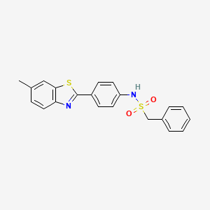 molecular formula C21H18N2O2S2 B3689589 N-[4-(6-methyl-1,3-benzothiazol-2-yl)phenyl]-1-phenylmethanesulfonamide 