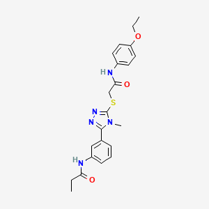 molecular formula C22H25N5O3S B3689604 N-{3-[5-({2-[(4-ethoxyphenyl)amino]-2-oxoethyl}sulfanyl)-4-methyl-4H-1,2,4-triazol-3-yl]phenyl}propanamide 