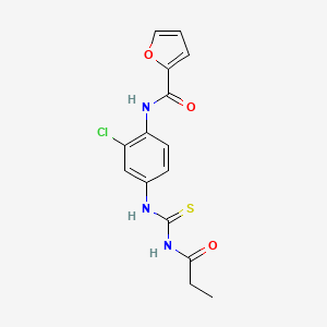 molecular formula C15H14ClN3O3S B3689623 N-(2-chloro-4-{[(propionylamino)carbonothioyl]amino}phenyl)-2-furamide 