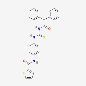 molecular formula C26H21N3O2S2 B3689626 N-(4-{[(diphenylacetyl)carbamothioyl]amino}phenyl)thiophene-2-carboxamide 
