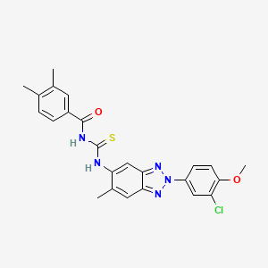 molecular formula C24H22ClN5O2S B3689635 N-({[2-(3-chloro-4-methoxyphenyl)-6-methyl-2H-1,2,3-benzotriazol-5-yl]amino}carbonothioyl)-3,4-dimethylbenzamide 