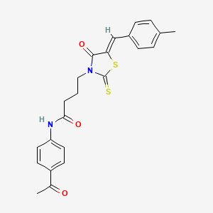 molecular formula C23H22N2O3S2 B3689655 N-(4-acetylphenyl)-4-[5-(4-methylbenzylidene)-4-oxo-2-thioxo-1,3-thiazolidin-3-yl]butanamide 