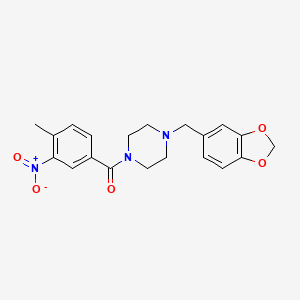 molecular formula C20H21N3O5 B3689694 1-[(2H-1,3-BENZODIOXOL-5-YL)METHYL]-4-(4-METHYL-3-NITROBENZOYL)PIPERAZINE 
