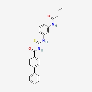 molecular formula C24H23N3O2S B3689722 N-({[3-(butyrylamino)phenyl]amino}carbonothioyl)-4-biphenylcarboxamide 