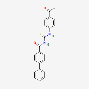molecular formula C22H18N2O2S B3689769 N-{[(4-acetylphenyl)amino]carbonothioyl}-4-biphenylcarboxamide 