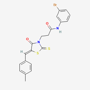 molecular formula C20H17BrN2O2S2 B3689782 N-(3-bromophenyl)-3-[5-(4-methylbenzylidene)-4-oxo-2-thioxo-1,3-thiazolidin-3-yl]propanamide 
