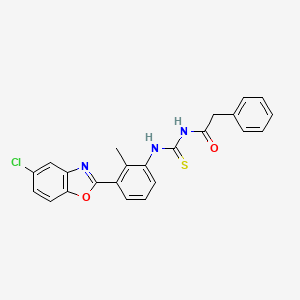 molecular formula C23H18ClN3O2S B3689783 N-{[3-(5-chloro-1,3-benzoxazol-2-yl)-2-methylphenyl]carbamothioyl}-2-phenylacetamide 