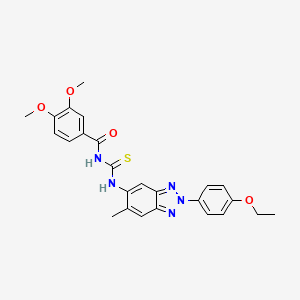 molecular formula C25H25N5O4S B3689819 N-{[2-(4-ethoxyphenyl)-6-methyl-2H-benzotriazol-5-yl]carbamothioyl}-3,4-dimethoxybenzamide 