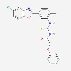 molecular formula C23H18ClN3O3S B3689852 N-{[5-(5-chloro-1,3-benzoxazol-2-yl)-2-methylphenyl]carbamothioyl}-2-phenoxyacetamide 