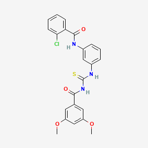 molecular formula C23H20ClN3O4S B3689926 N-[(3-{[(2-chlorophenyl)carbonyl]amino}phenyl)carbamothioyl]-3,5-dimethoxybenzamide 