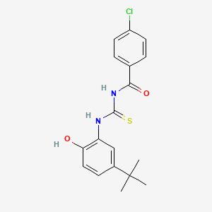 molecular formula C18H19ClN2O2S B3689957 N-[(5-tert-butyl-2-hydroxyphenyl)carbamothioyl]-4-chlorobenzamide 