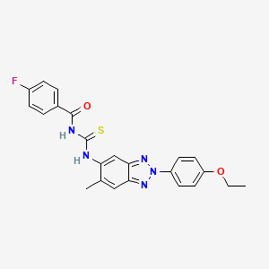 molecular formula C23H20FN5O2S B3689970 N-{[2-(4-ethoxyphenyl)-6-methyl-2H-benzotriazol-5-yl]carbamothioyl}-4-fluorobenzamide 