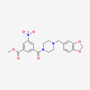 molecular formula C21H21N3O7 B3689982 METHYL 3-{[4-(1,3-BENZODIOXOL-5-YLMETHYL)PIPERAZINO]CARBONYL}-5-NITROBENZOATE 