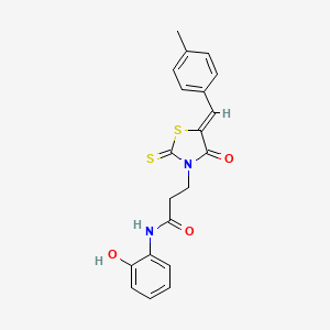 molecular formula C20H18N2O3S2 B3690031 N-(2-hydroxyphenyl)-3-[5-(4-methylbenzylidene)-4-oxo-2-thioxo-1,3-thiazolidin-3-yl]propanamide 