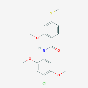 molecular formula C17H18ClNO4S B3690082 N-(4-chloro-2,5-dimethoxyphenyl)-2-methoxy-4-(methylsulfanyl)benzamide 