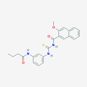 molecular formula C23H23N3O3S B3690098 N-({[3-(butyrylamino)phenyl]amino}carbonothioyl)-3-methoxy-2-naphthamide 