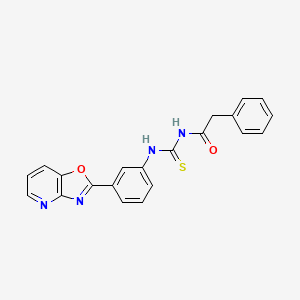 molecular formula C21H16N4O2S B3690198 N-{[(3-[1,3]oxazolo[4,5-b]pyridin-2-ylphenyl)amino]carbonothioyl}-2-phenylacetamide 