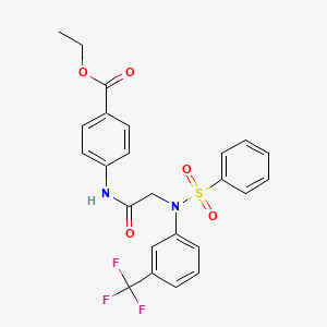 molecular formula C24H21F3N2O5S B3690283 ethyl 4-[[2-[N-(benzenesulfonyl)-3-(trifluoromethyl)anilino]acetyl]amino]benzoate 