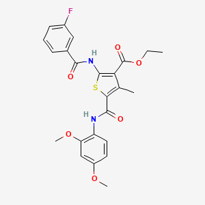 molecular formula C24H23FN2O6S B3690347 Ethyl 5-[(2,4-dimethoxyphenyl)carbamoyl]-2-(3-fluorobenzamido)-4-methylthiophene-3-carboxylate 
