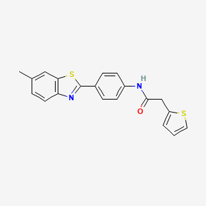 molecular formula C20H16N2OS2 B3690422 N-[4-(6-methyl-1,3-benzothiazol-2-yl)phenyl]-2-(thiophen-2-yl)acetamide 