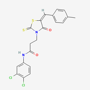 molecular formula C20H16Cl2N2O2S2 B3690509 N-(3,4-dichlorophenyl)-3-[5-(4-methylbenzylidene)-4-oxo-2-thioxo-1,3-thiazolidin-3-yl]propanamide 