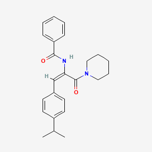 molecular formula C24H28N2O2 B3690540 N-[(E)-3-oxo-3-piperidin-1-yl-1-(4-propan-2-ylphenyl)prop-1-en-2-yl]benzamide 