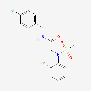 molecular formula C16H16BrClN2O3S B3690613 N~2~-(2-bromophenyl)-N~1~-(4-chlorobenzyl)-N~2~-(methylsulfonyl)glycinamide 