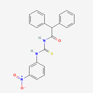 molecular formula C21H17N3O3S B3690802 N-{[(3-nitrophenyl)amino]carbonothioyl}-2,2-diphenylacetamide 