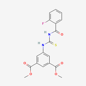 molecular formula C18H15FN2O5S B3690865 Dimethyl 5-({[(2-fluorophenyl)carbonyl]carbamothioyl}amino)benzene-1,3-dicarboxylate 