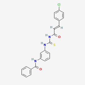 molecular formula C23H18ClN3O2S B3690906 N-[3-({[(2E)-3-(4-chlorophenyl)prop-2-enoyl]carbamothioyl}amino)phenyl]benzamide 
