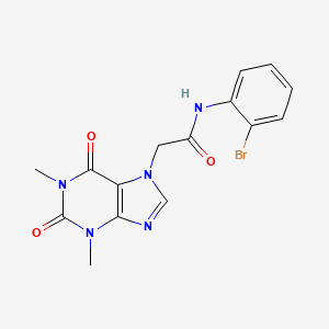 molecular formula C15H14BrN5O3 B3690921 N-(2-bromophenyl)-2-(1,3-dimethyl-2,6-dioxo-2,3,6,7-tetrahydro-1H-purin-7-yl)acetamide 