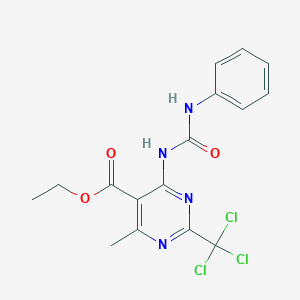 molecular formula C16H15Cl3N4O3 B3691002 Ethyl 4-methyl-6-(phenylcarbamoylamino)-2-(trichloromethyl)pyrimidine-5-carboxylate 