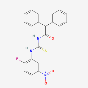 molecular formula C21H16FN3O3S B3691013 N-{[(2-fluoro-5-nitrophenyl)amino]carbonothioyl}-2,2-diphenylacetamide 