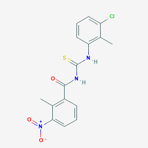 molecular formula C16H14ClN3O3S B3691037 N-[(3-chloro-2-methylphenyl)carbamothioyl]-2-methyl-3-nitrobenzamide 