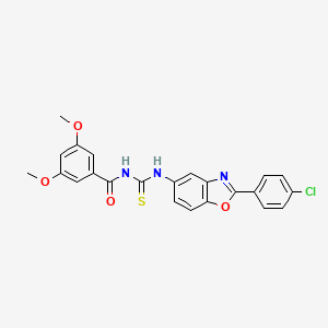 molecular formula C23H18ClN3O4S B3691046 N-{[2-(4-chlorophenyl)-1,3-benzoxazol-5-yl]carbamothioyl}-3,5-dimethoxybenzamide 