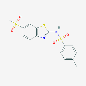 molecular formula C15H14N2O4S3 B369107 N-(6-Methanesulfonyl-benzothiazol-2-yl)-4-methyl-benzenesulfonamide CAS No. 349621-16-5