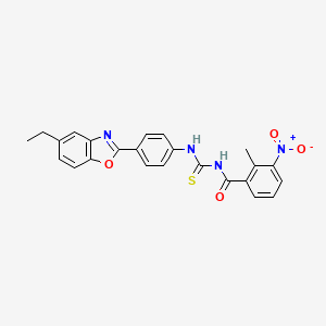 molecular formula C24H20N4O4S B3691071 N-{[4-(5-ethyl-1,3-benzoxazol-2-yl)phenyl]carbamothioyl}-2-methyl-3-nitrobenzamide 