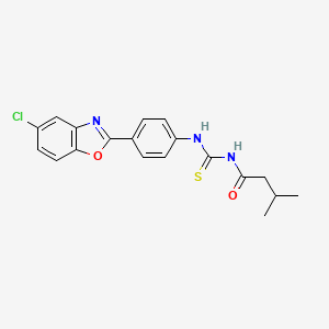 molecular formula C19H18ClN3O2S B3691219 N-{[4-(5-chloro-1,3-benzoxazol-2-yl)phenyl]carbamothioyl}-3-methylbutanamide 
